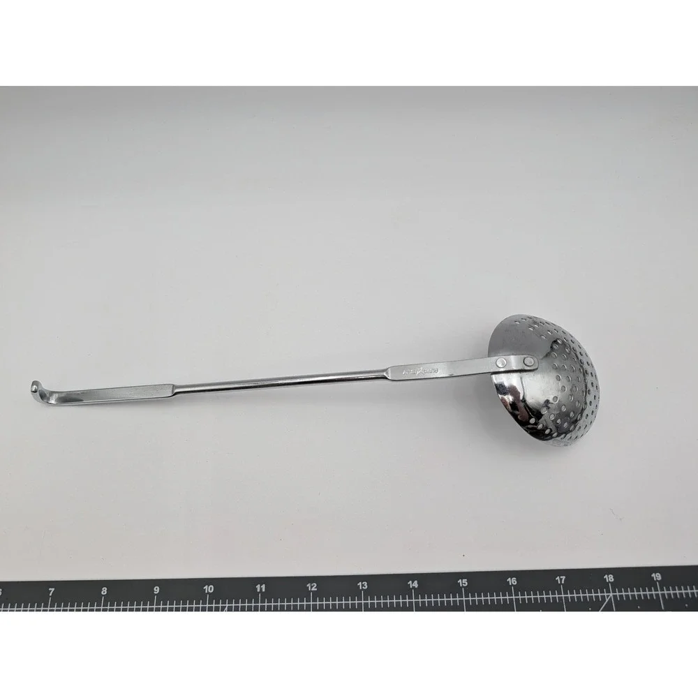 Alfra Skimmer Spoon Silver Stainless‎ Steel Long Hook Handle Italy Vintage